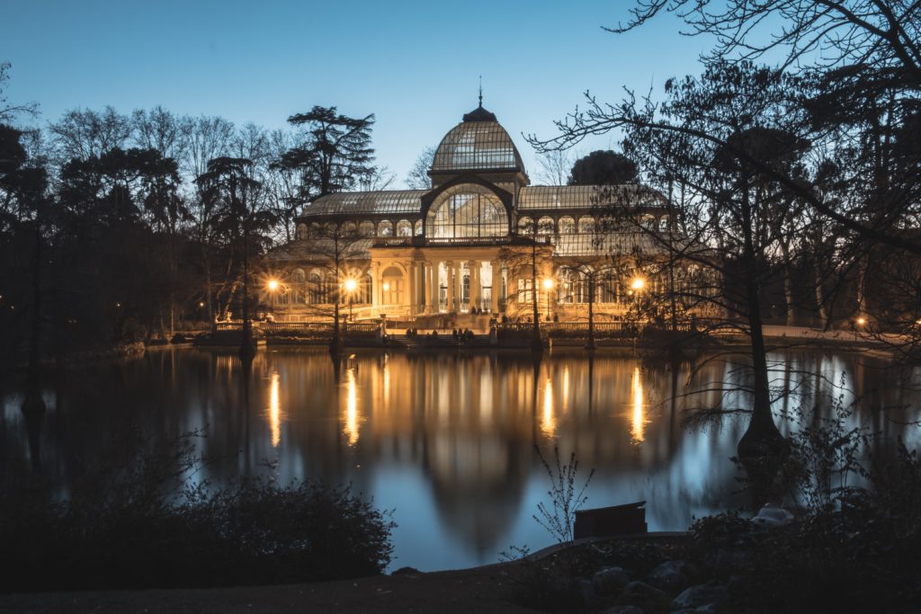 Beautiful picture of Palacio de cristal in the popular El Retiro park, in Madrid