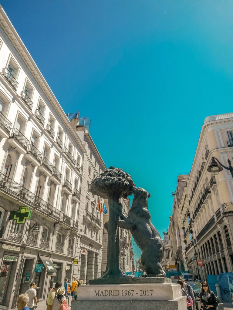 Monument in the center of Madrid, called El oso y el madroño