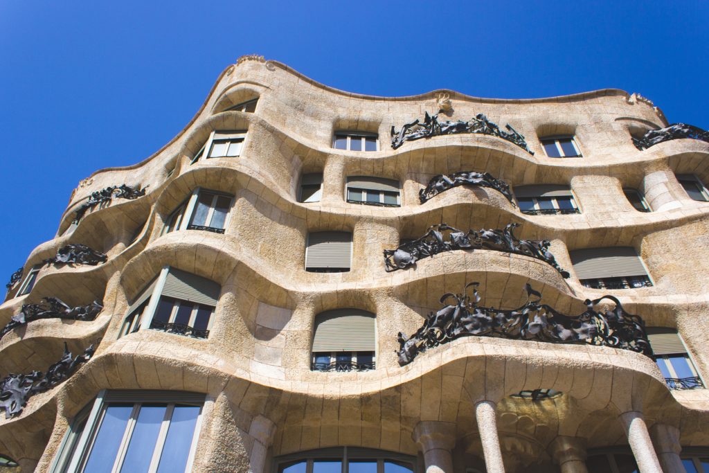 Image of front facade in Casa Mila, Barcelona