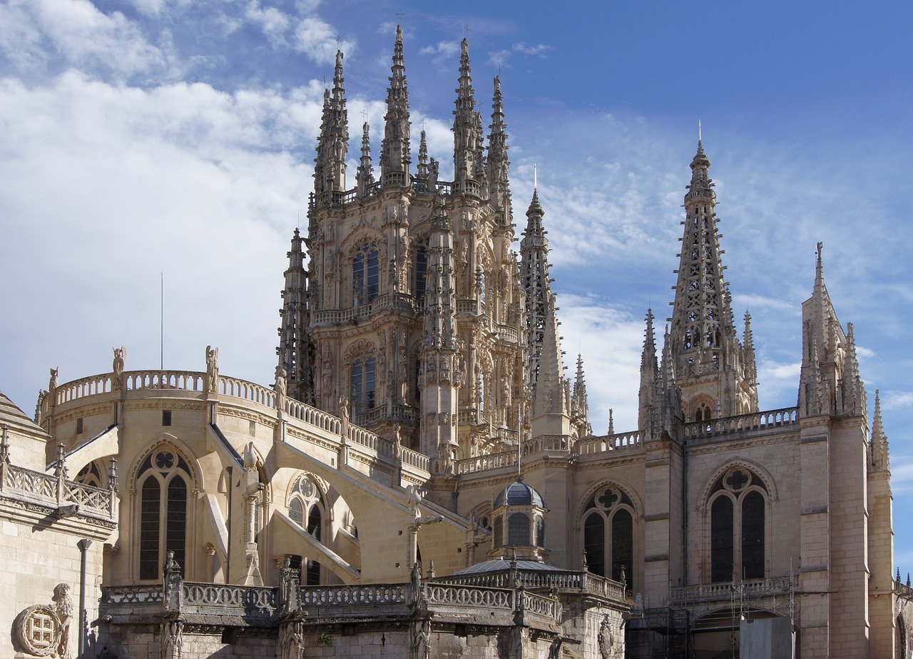 Outside view of Burgos Cathedral, in the region of Castilla y León