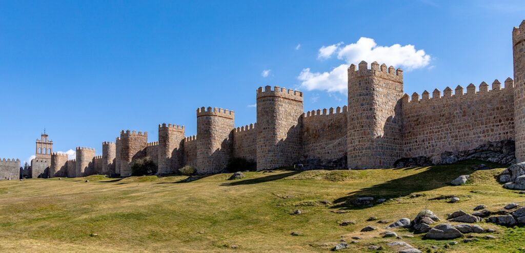 The city walls in Avila, located in Castilla y León