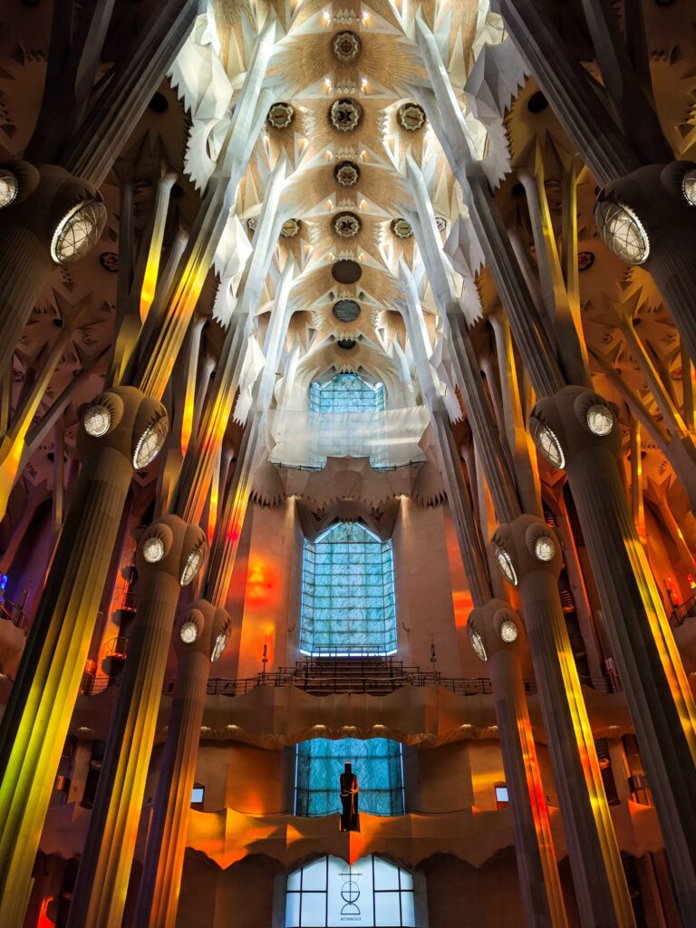 Inside image of Sagrada Familia church in Barcelona