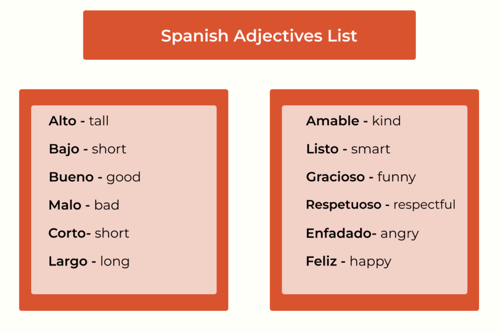 Most common adjectives in Spanish